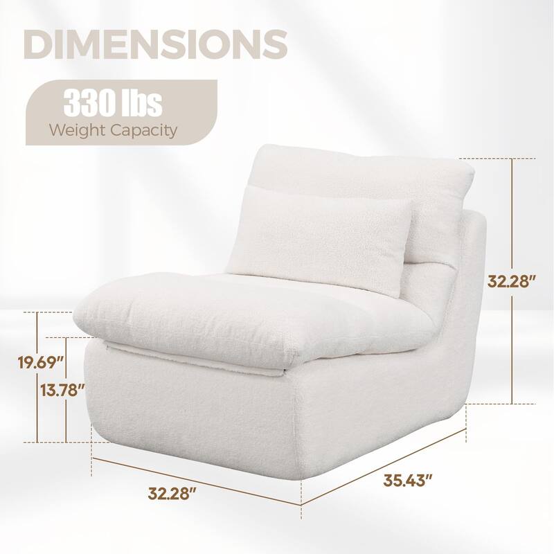 Sponge Single Sofa, 32" Boneless Sofa for Small Spaces Comfy Sofas with Removable Cover