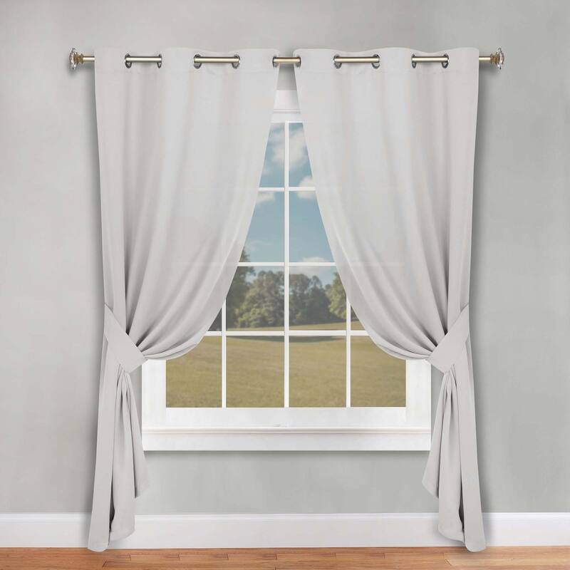 Superior Solid Machine Washable Room Darkening Grommet Blackout Curtains, Set of 2