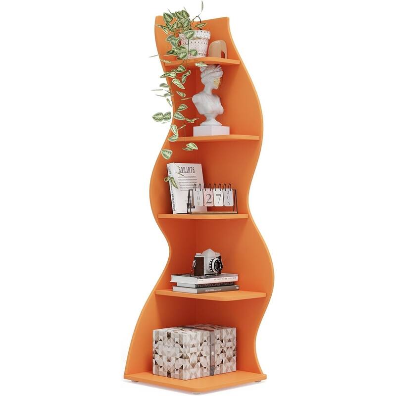 70.47" 5-Tier Wall Corner Bookshelf Corner Shelf Storage