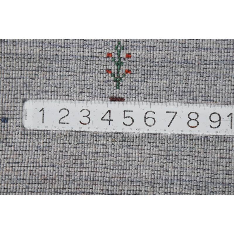 Hand Knotted Oriental 100% Wool Carpet Tribal Tribal Greys & Charcoal Gabbeh Area Rug - 4' 10'' X 3' 1''