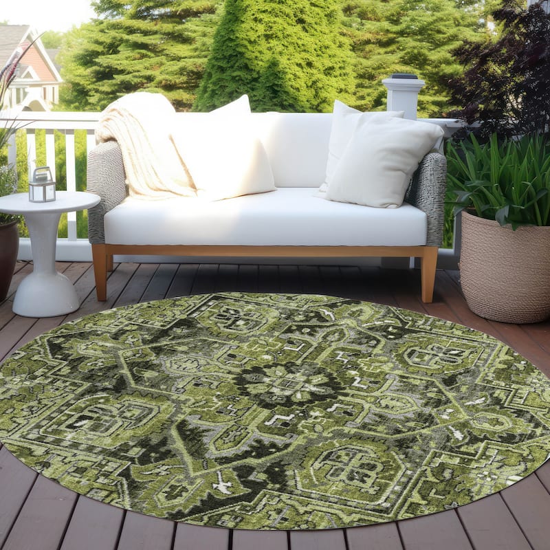 Machine Washable Indoor/ Outdoor Traditional Boho Chantille Rug