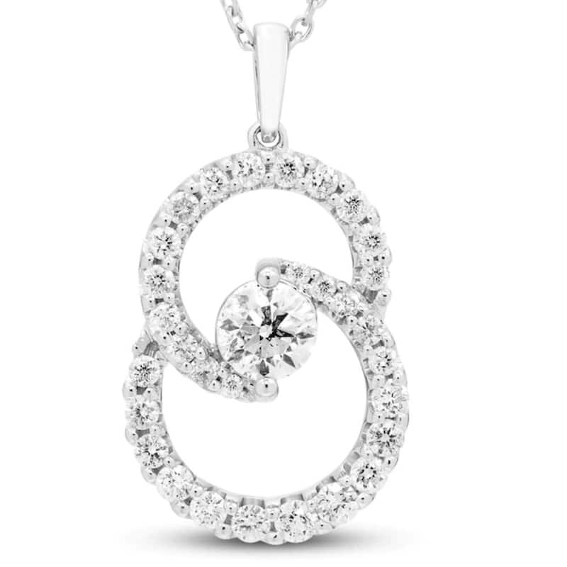 1Ct T.W. Circled By Love Diamond Pendant White Gold Women's Necklace