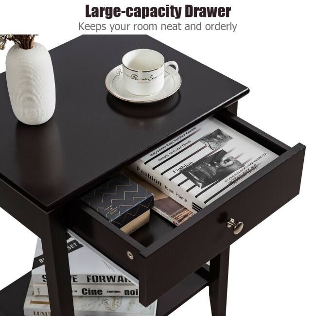 Wooden Nightstand End Table Storage Display