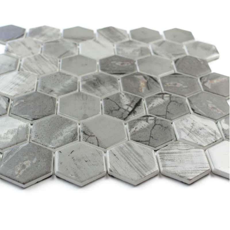 Eterna Hex 2x2 Glass Hexagon Mosaic Tile - Floor, Wall, Backsplash