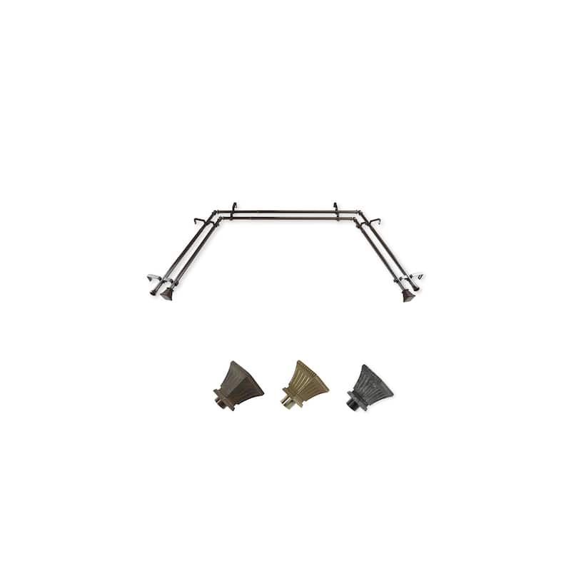 Bay Window Curtain Rods & Hardware Set - Telescoping Design, Adjustable Lengths, Old World Style - M