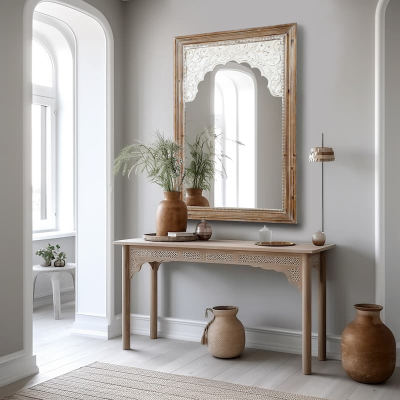 Wood Framed Rectangular Accent Wall Mirror - 43.39" H x 27.95" W x 1.5" D