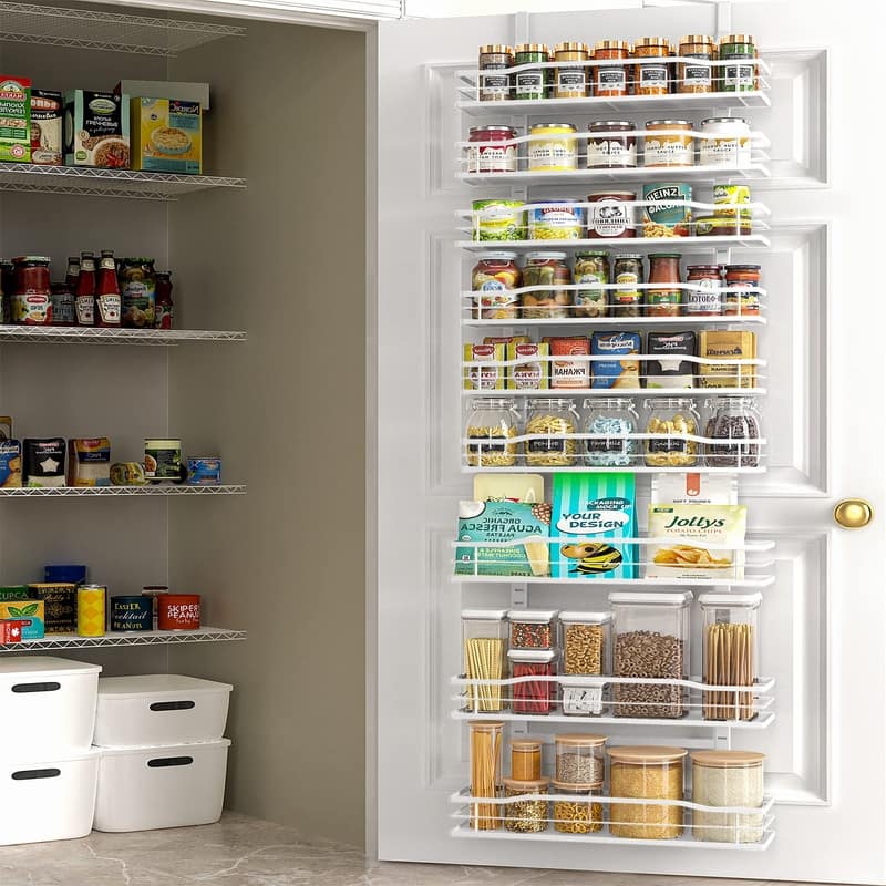 White 9-Tier Over The Door Pantry Organizer - 5.2"D x 16.5"W x 74.8"H - 5.2"D x 16.5"W x 74.8"H - White