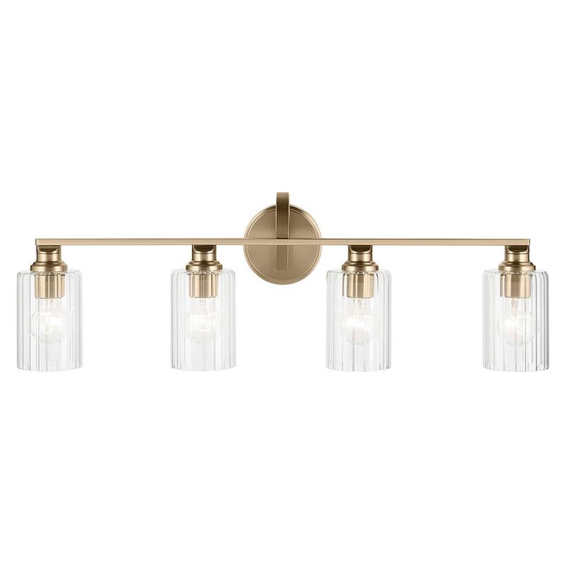 Kichler Lighting Gioe 32.25" 4-Light Vanity Light with Clear Fluted Glass in Champagne Bronze