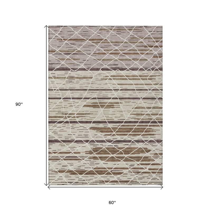 HomeRoots Striped Modern Rectangle Outdoor Rug
