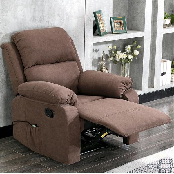 slide 2 of 5, Fabric Recliner Massage Sofa Armchair Reclining Chair Brown