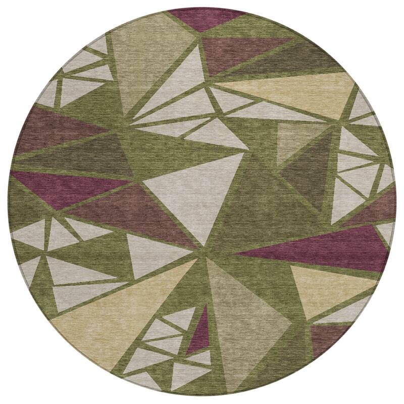 Machine Washable Indoor/ Outdoor Abstract Mosaic Chantille Rug