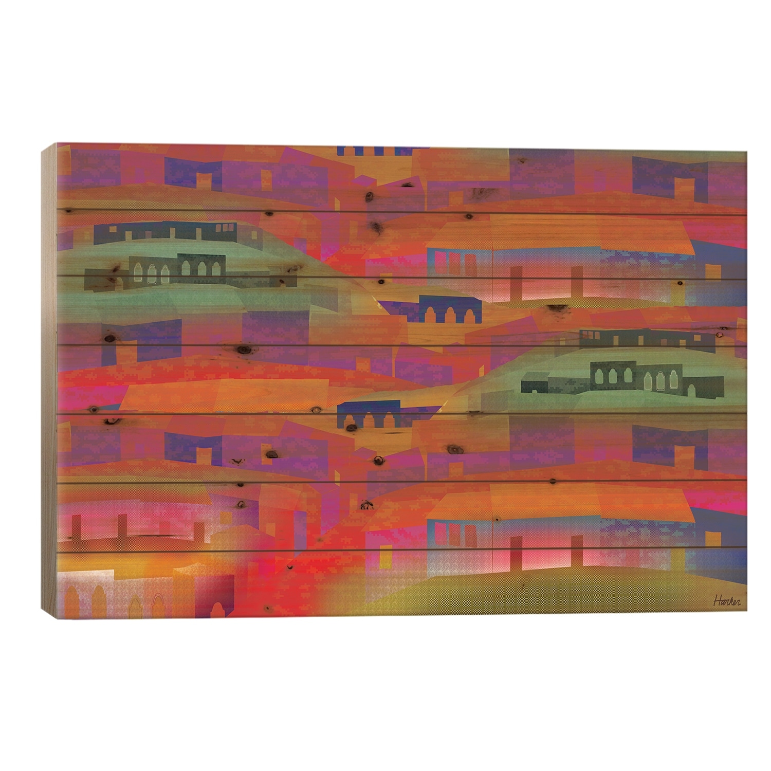 Zihuatenejo Print On Wood by Charles Harker - Multi-Color