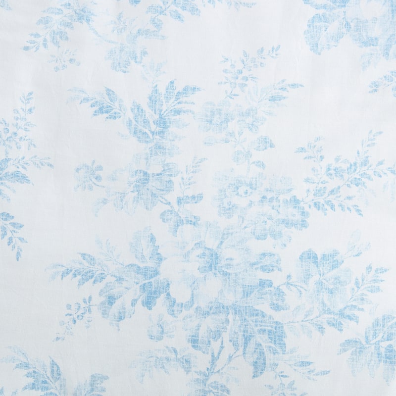 Laura Ashley Annalise Floral Reversible Stripe Breathable Cotton Comforter Set (Blue)