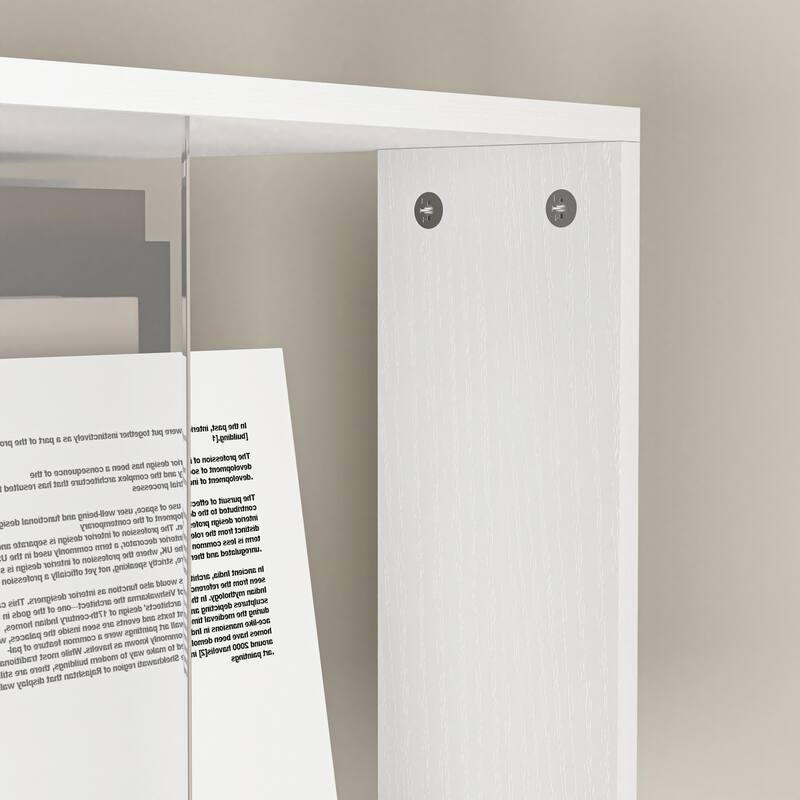 Anmytek Modern 360° Rotating Bookshelf 5-Tier Tall Display Shelf with Acrylic Plate for Home Office Living Room Bedroom