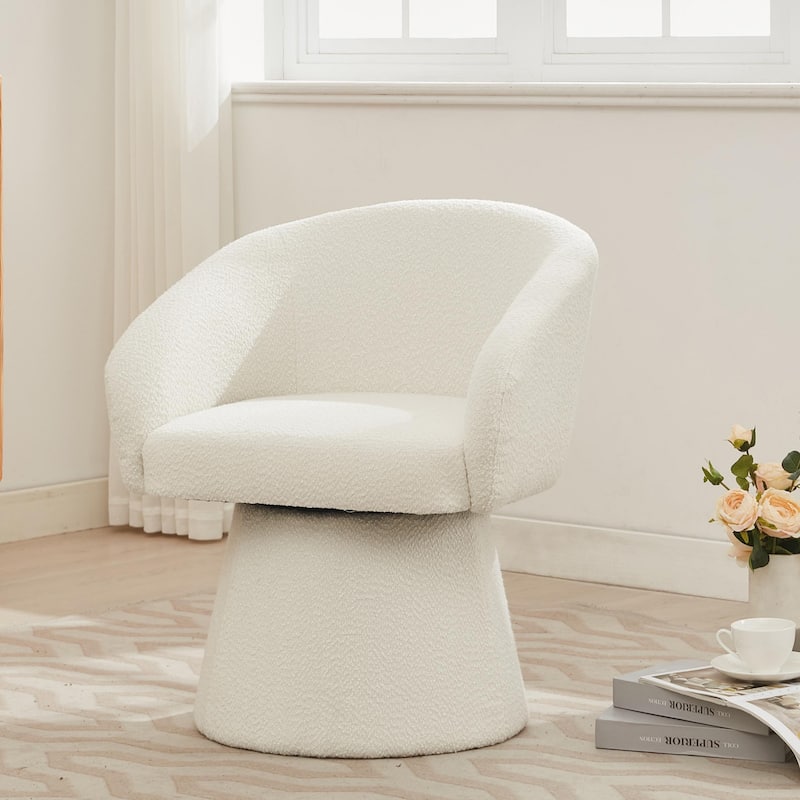 Christopher Knight Home - Calder Boucle Upholstered 360° Swivel Barrel Chair - Cream White
