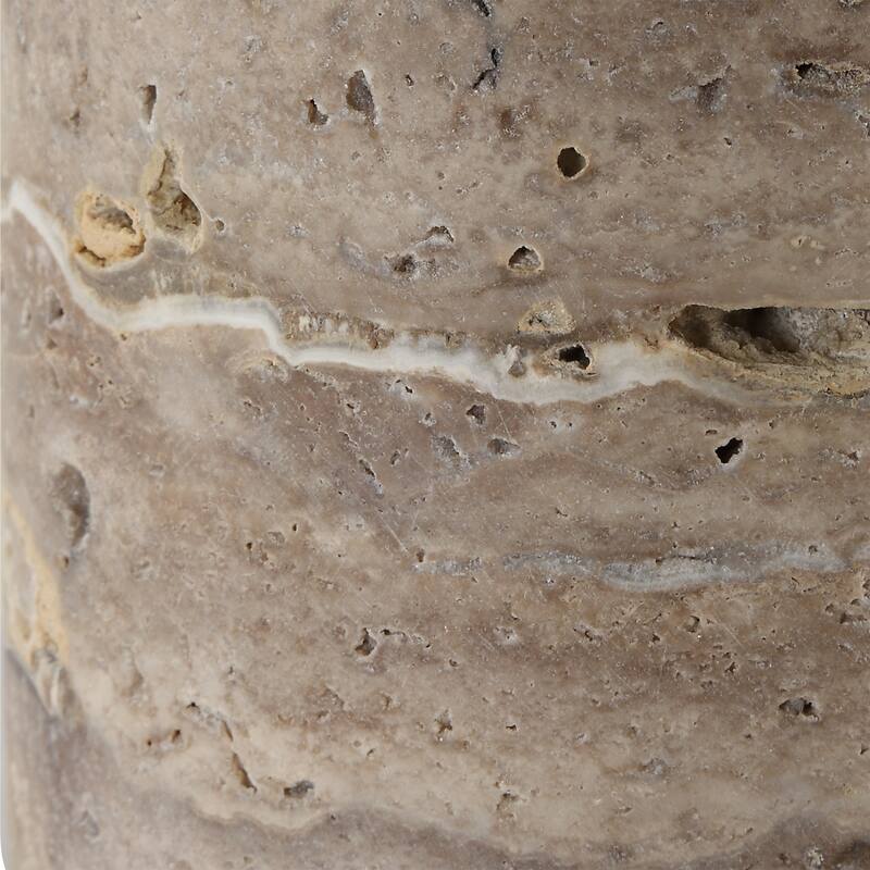 Travertine Table Lamp with Round Shade - 23.25" - Antique Brass
