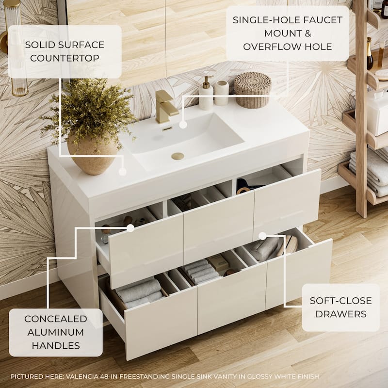 Fresca Senza 60" Single Vanity Set with Wood Cabinet and Acrylic