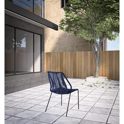 Set of Two 22" Blue Metal Outdoor Dining Chair