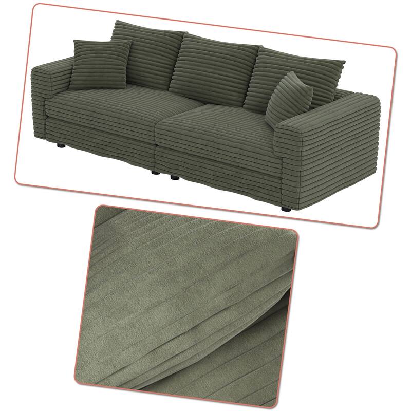 Modern Corduroy Fabric Upholstered Sofa Couch