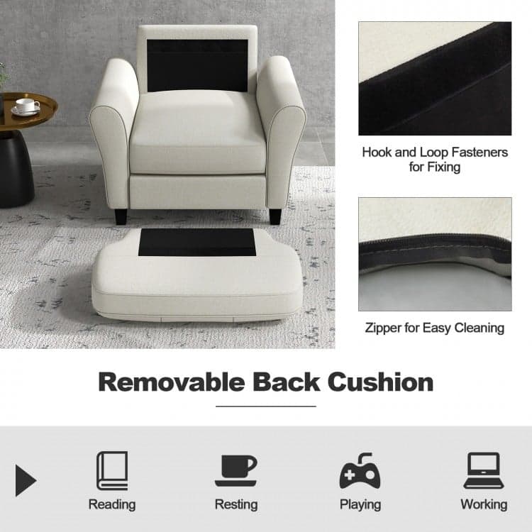 Modern Upholstered Accent Chair with Rubber Wood Legs - 36" x 32" x 35"