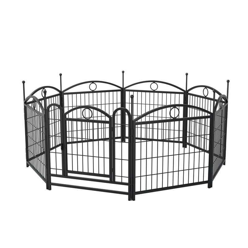 24" Dog Pen 8 Panel Dog Playpen Indoor Outdoor Metal Puppy Pet Fence Portable Folding Animal Exercise Fence