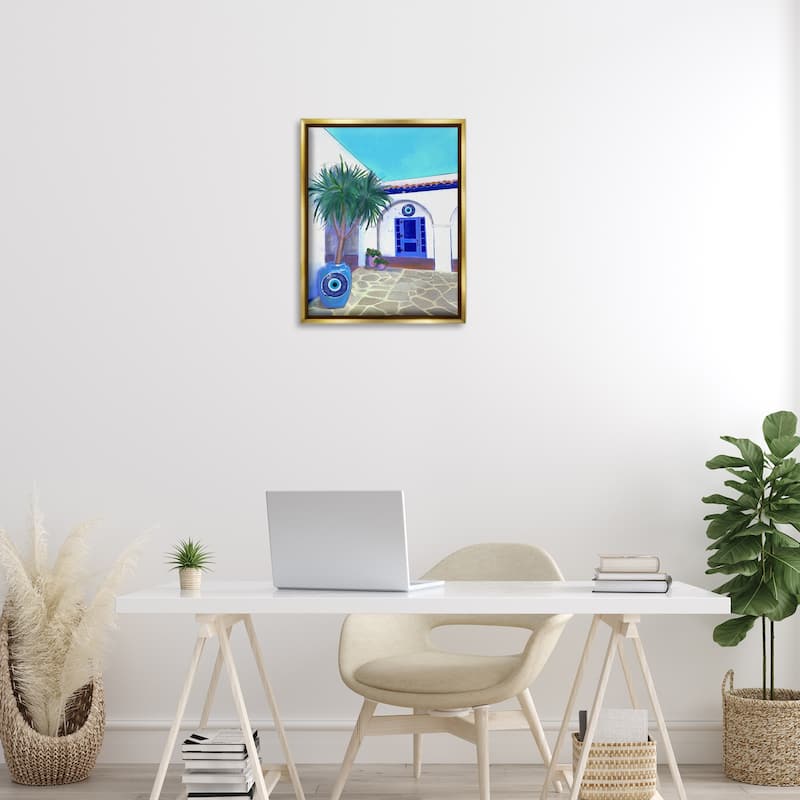 Stupell Tranquil Tropical Villa Framed Floater Canvas Wall Art Design By Matthew Piotrowicz