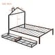 preview thumbnail 42 of 75, Metal Platform Bed with 2 Drawers, Bedroom Kids Bed Frame with House-Shaped Headboard Design and Support Slats, Easy Assembly