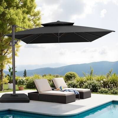VredHom Patio Outdoor 9 x 11 FT Cantilever-Offset Umbrella with Premium Weight Base