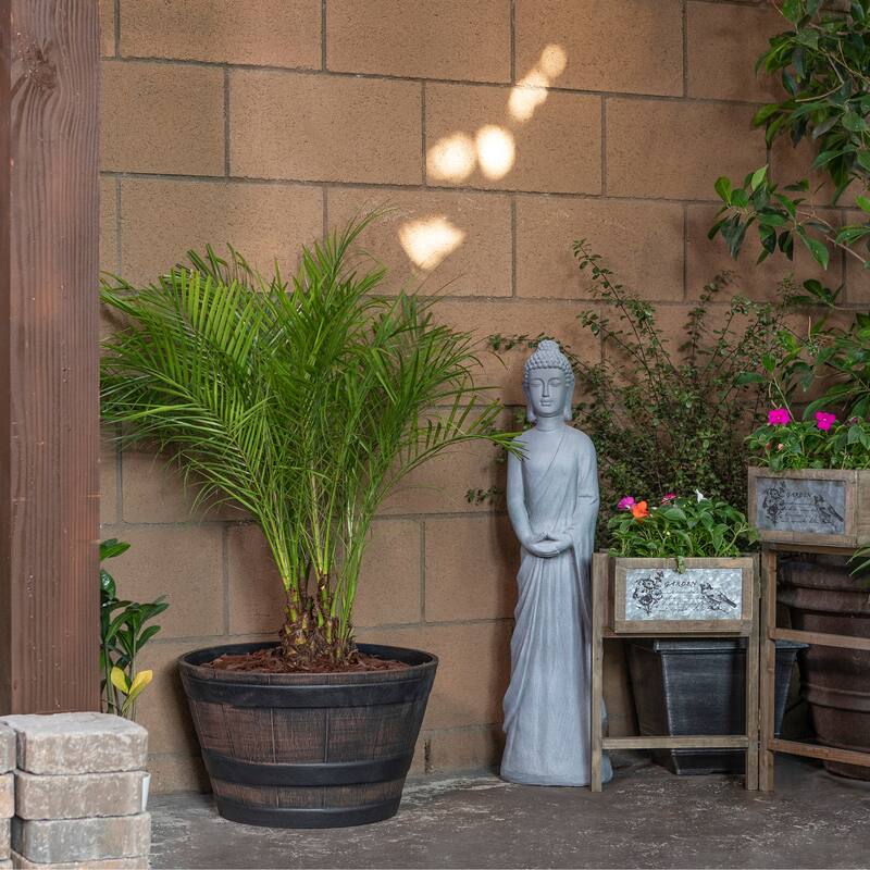 Alpine Corporation 11" Tall Indoor/Outdoor Barrel Shaped Planter - 18 x 11