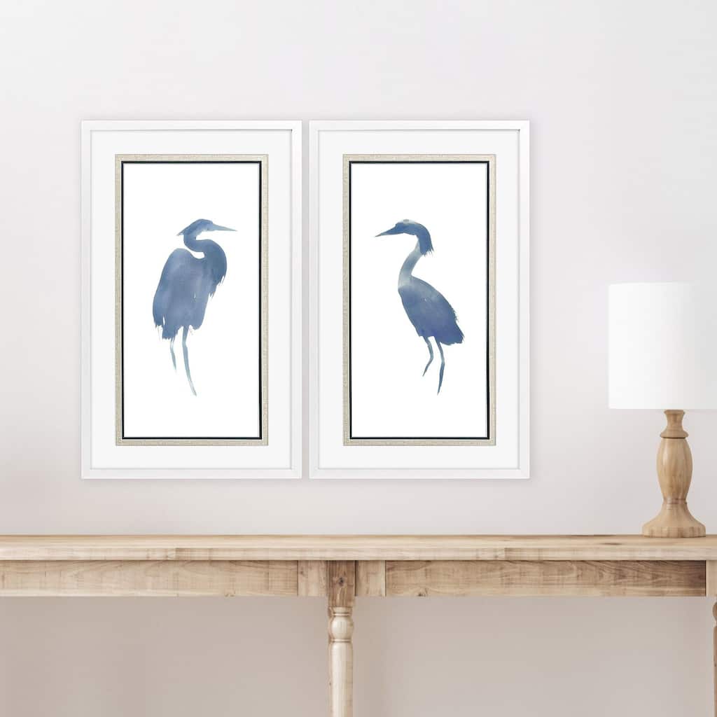 Paragon Heron in Blue Framed Art - Set of 2