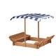preview thumbnail 4 of 18, Kids Sandbox with Adjustable Cover, 46'' Wooden Sand Box with 2 Foldable Bench Seats, Outdoor Sandpit for Backyard Play