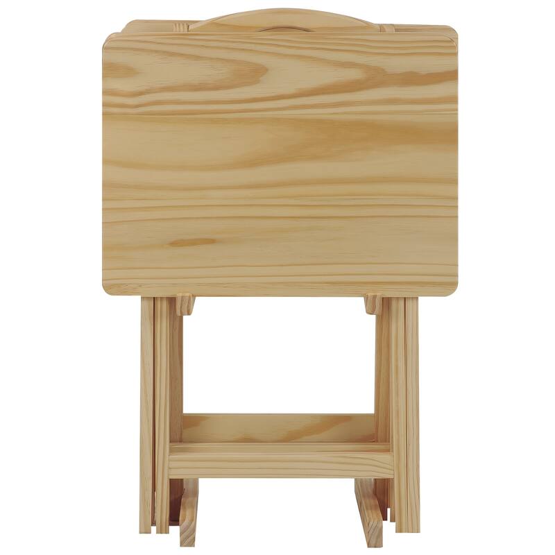 Porch & Den Laflin Solid Wood Traditional 5-piece Tray Table Set