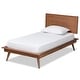 preview thumbnail 1 of 8, Karine Mid-Century Walnut Brown Finished Wood Twin Size Platform Bed Brown