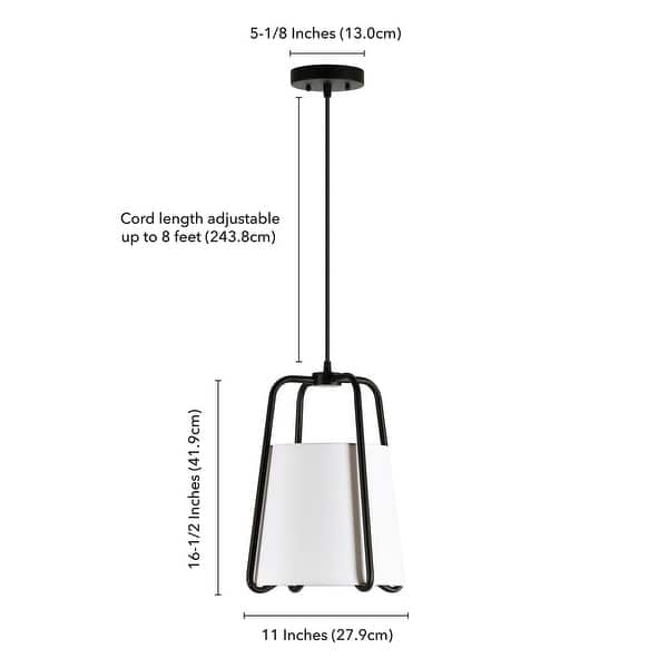 dimension image slide 0 of 2, Marduk Contemporary Antique Pendant with White Linen Shade