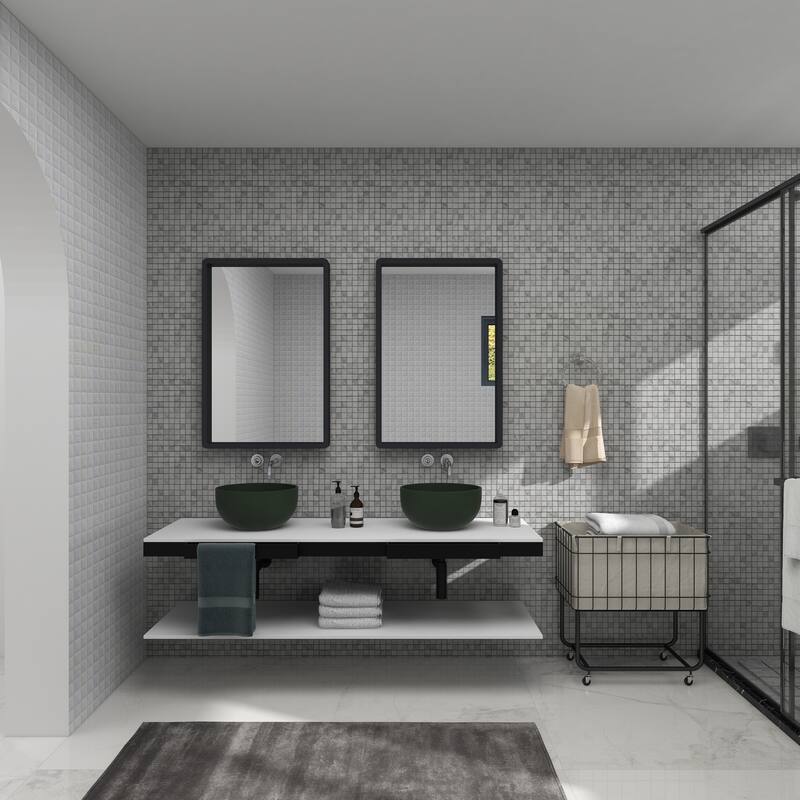 Black Wooden Minimalistic Room Wall Mirror