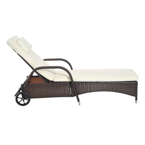 Outsunny Outdoor Rattan Wicker Chaise Lounge Chair Overstock 22435470