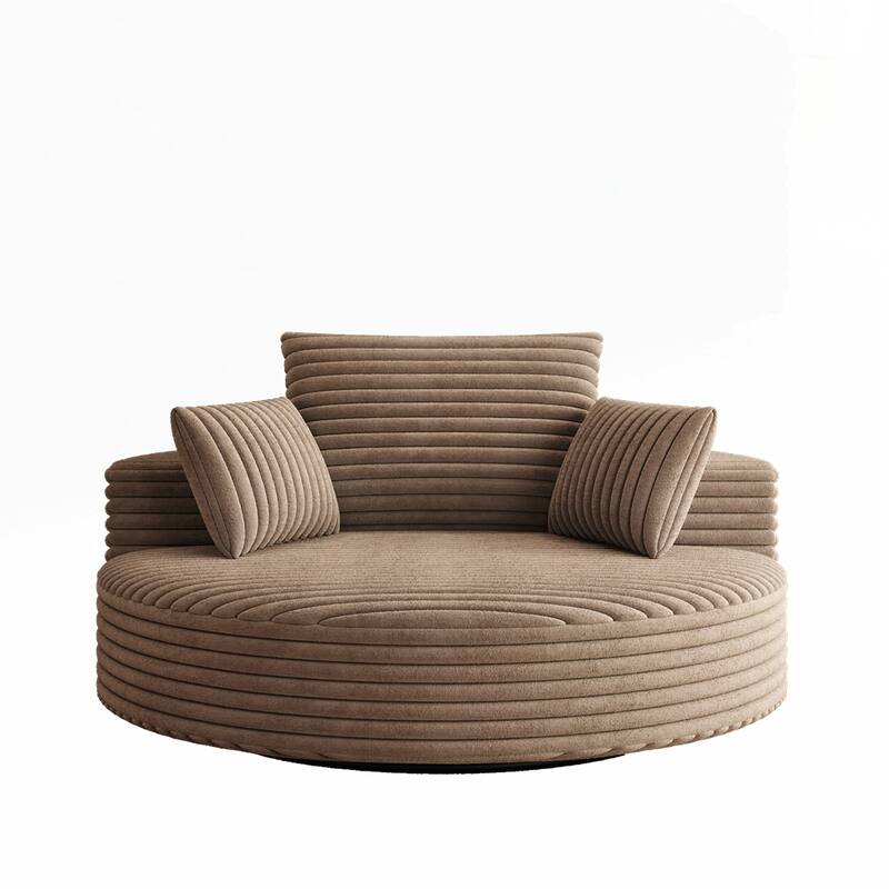 360 Degree Swivel Chair Corduroy Chenille Foam Single Sofa