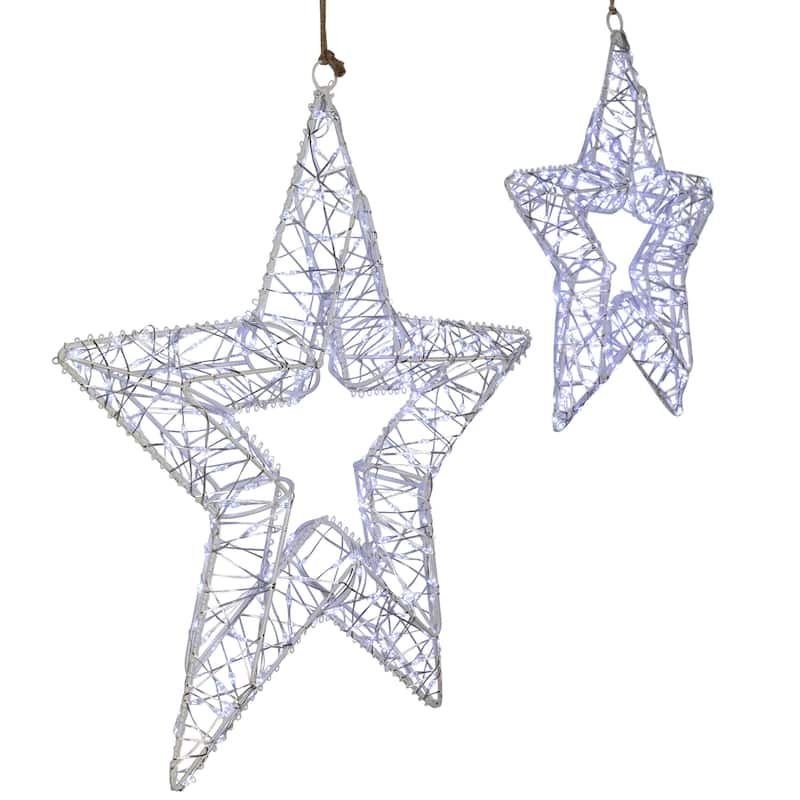 LED Lighted Stars Outdoor Christmas Decorations - 18" - Set of 2 - Cool White Lights