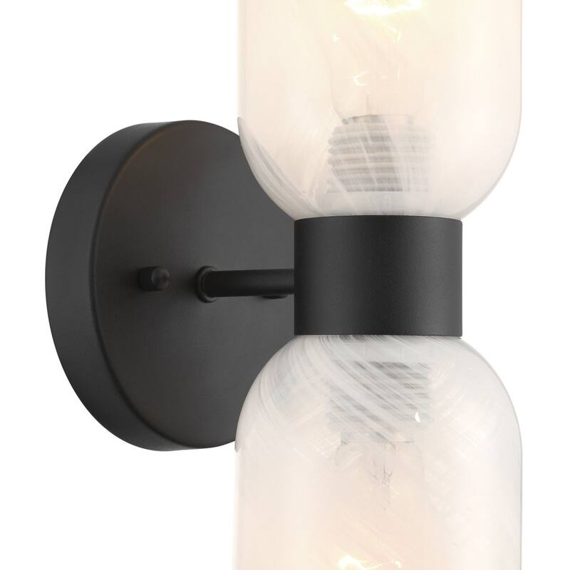 Shuman 2-light Mid-century Modern White Gold Wall Sconce with UL