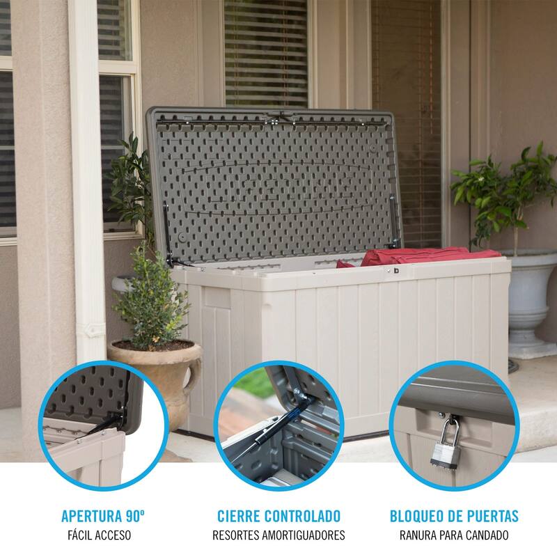 60186 HeavyDuty Outdoor Storage Deck Box, 116 Gallon, Desert Sand