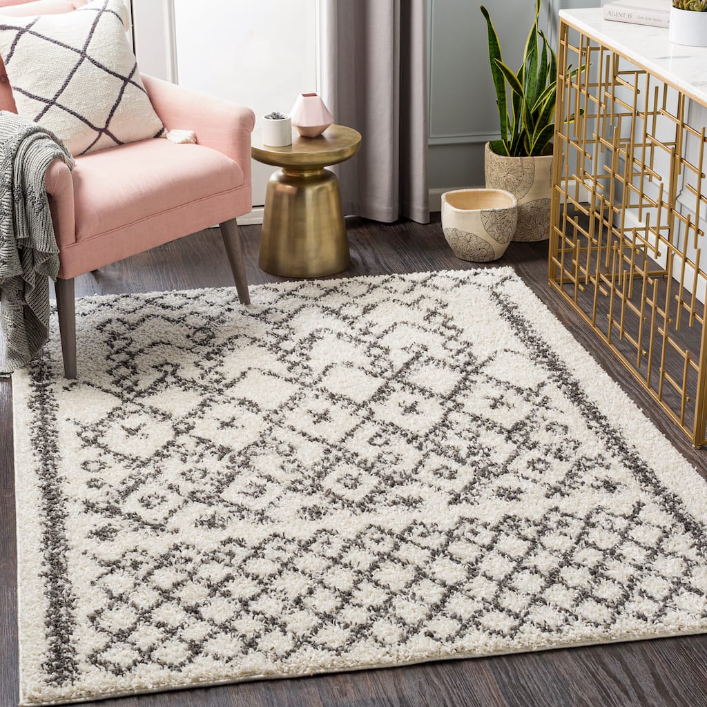 Tisha Boho Geometric Plush Area Rug