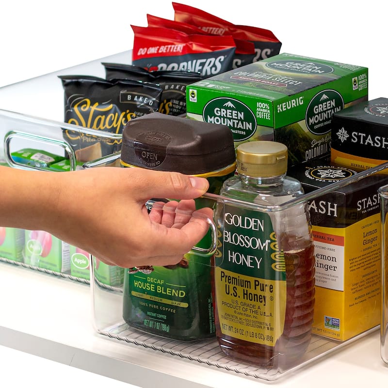 Sorbus 4 Pack Clear Plastic Storage Bins With Handles - Refrigerator, Freezer, Pantry, Organizers
