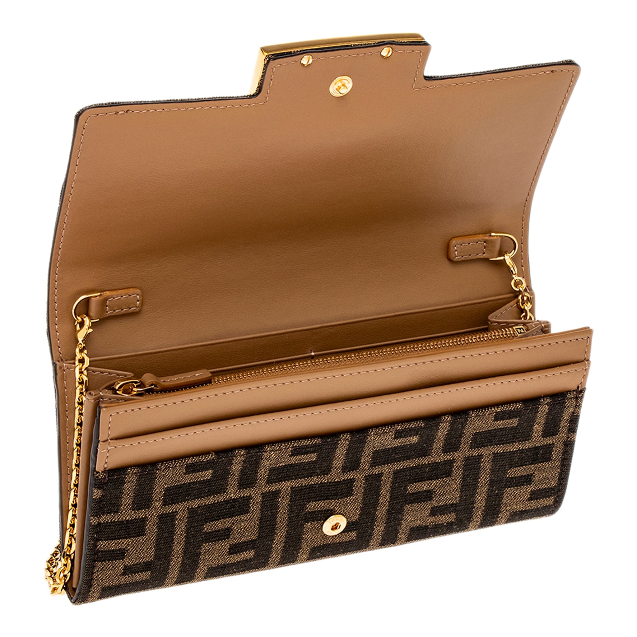 Fendi FF Jacquard Baguette Chain Wallet - Overstock - 43247763