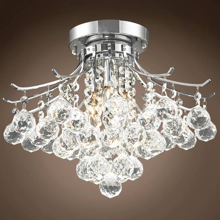 Contour 3 Light 16" Chrome Flush Mount With Clear European Crystals - 12.00