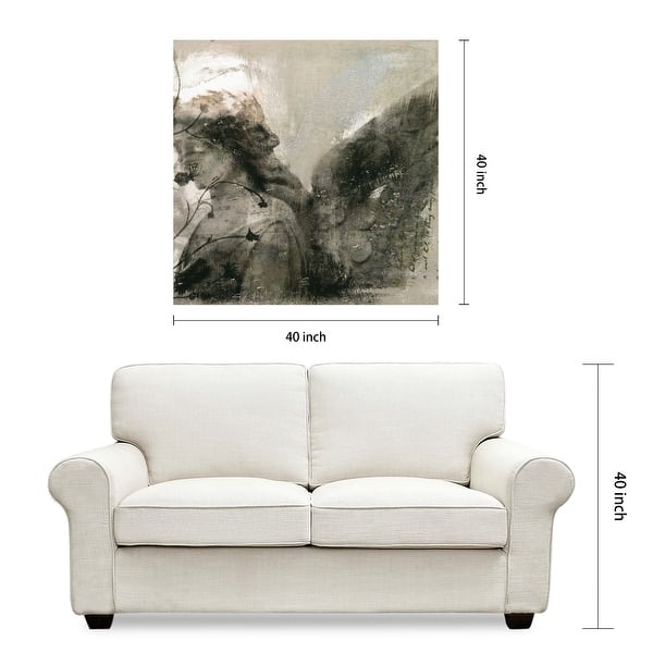 dimension image slide 0 of 3, "New Orleans Angel Sculpture" Frameless Free Floating Tempered Glass Panel Graphic Wall Art