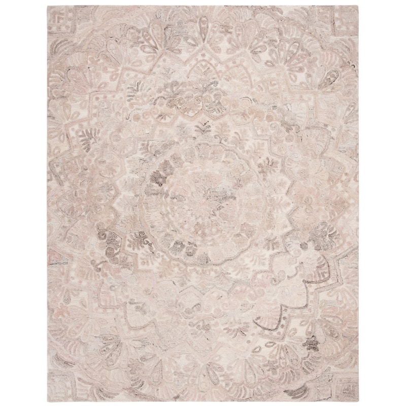 SAFAVIEH Handmade Marquee Genta Modern Medallion Wool Rug - 10' x 14' - Beige/Ivory - Rectangle