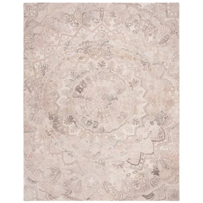 SAFAVIEH Handmade Marquee Genta Modern Medallion Wool Rug - 10' x 14' - Beige/Ivory