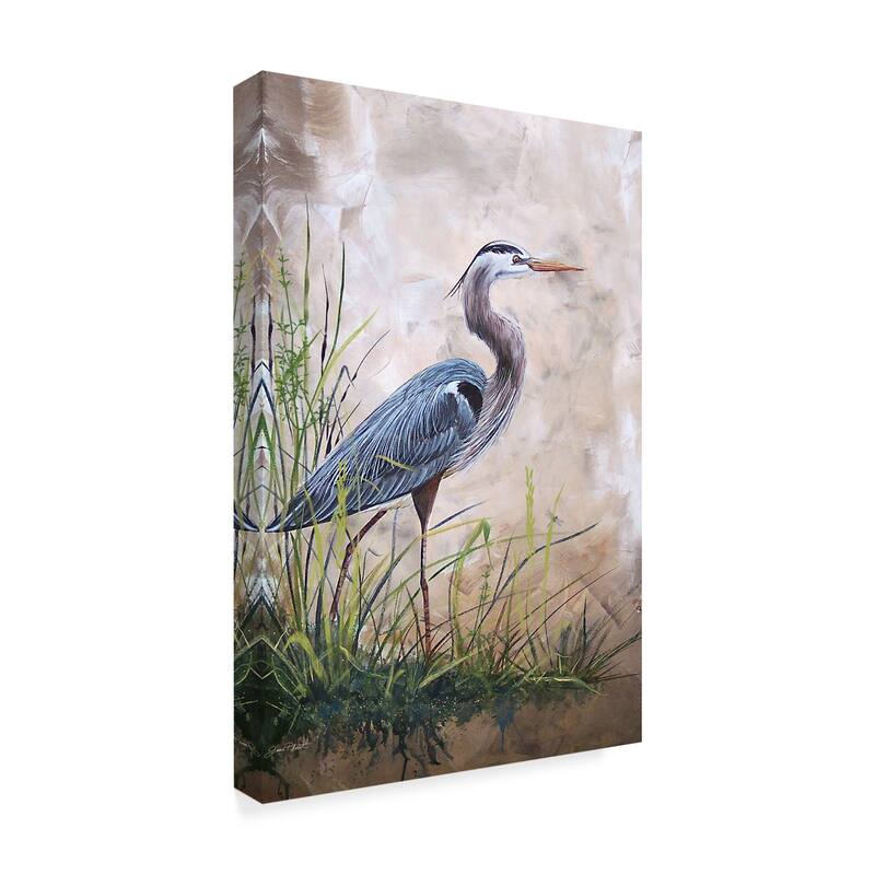 Jean Plout 'Heron In The Reeds' Canvas Art