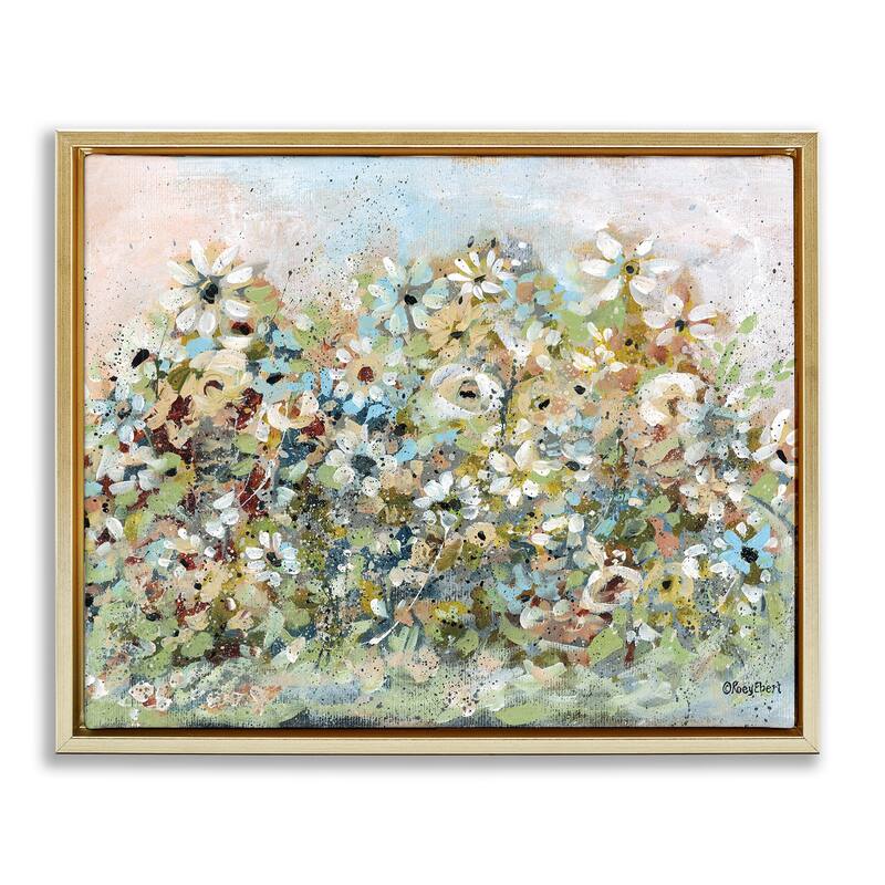 Stupell Bold Garden Blooms Framed Floater Canvas Wall Art Design By Roy Ebert - 21 x 17 - Gold