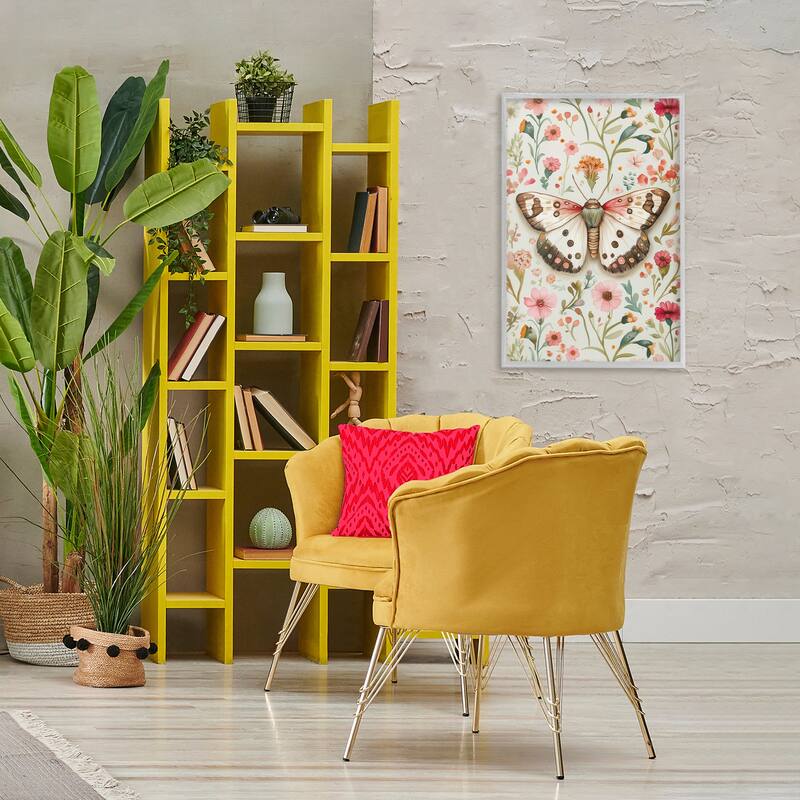 Stupell Botanical Butterfly on Florals Framed Giclee Art Design By The Dutch Lady